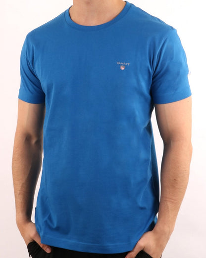 Gant Solid Crew Neck T Shirt Lake Blue
