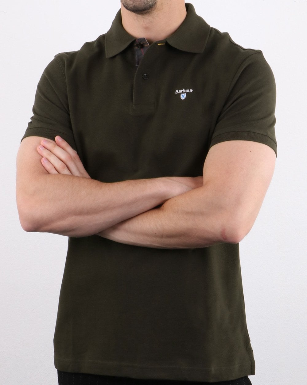 Barbour Tartan Pique Polo Green