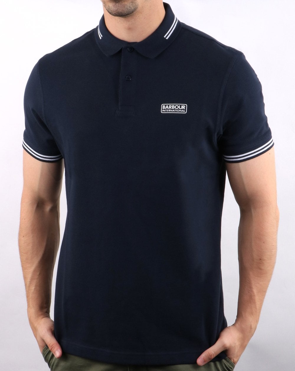 Barbour Tipped Polo Navy/White
