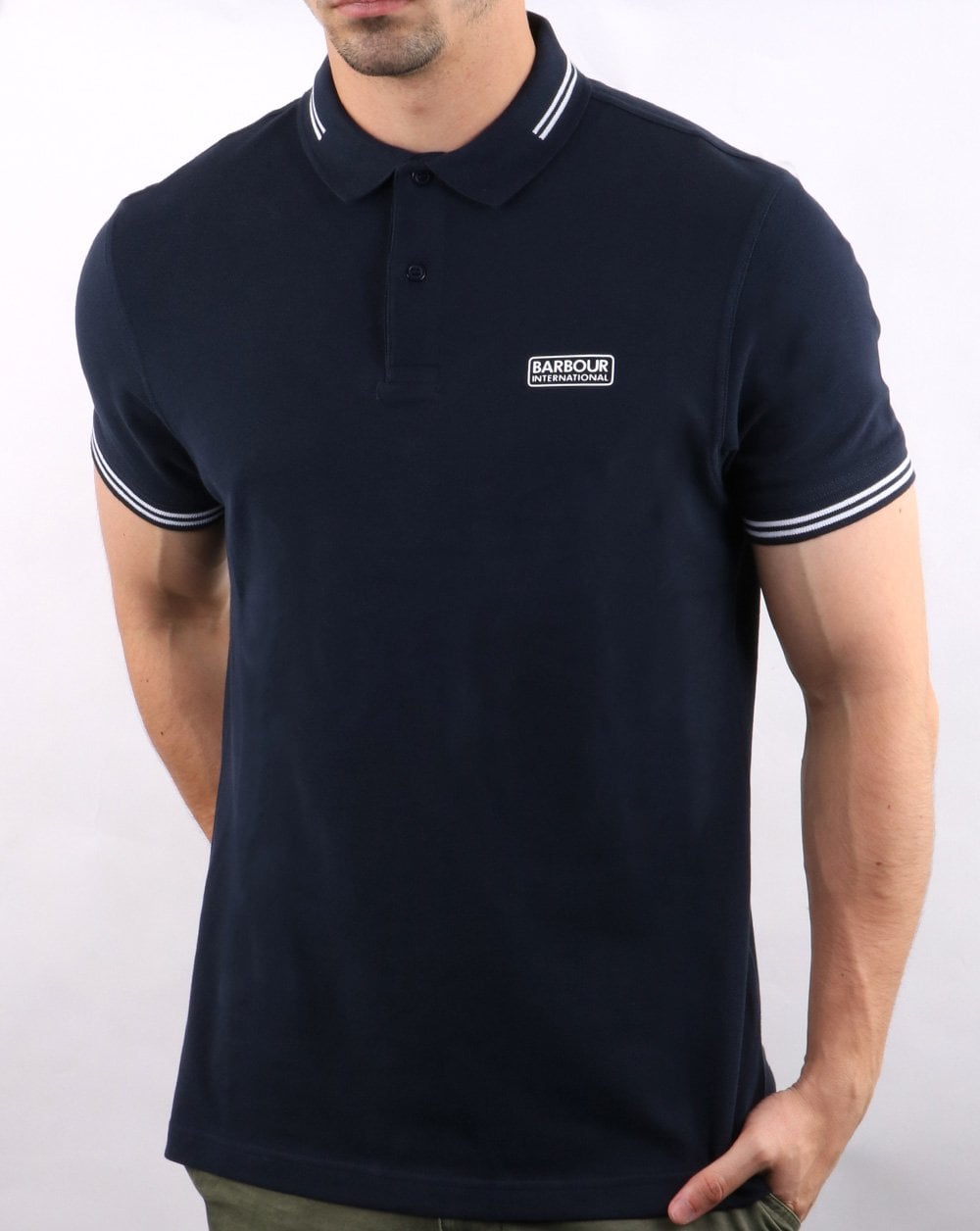 Barbour Tipped Polo Navy/White