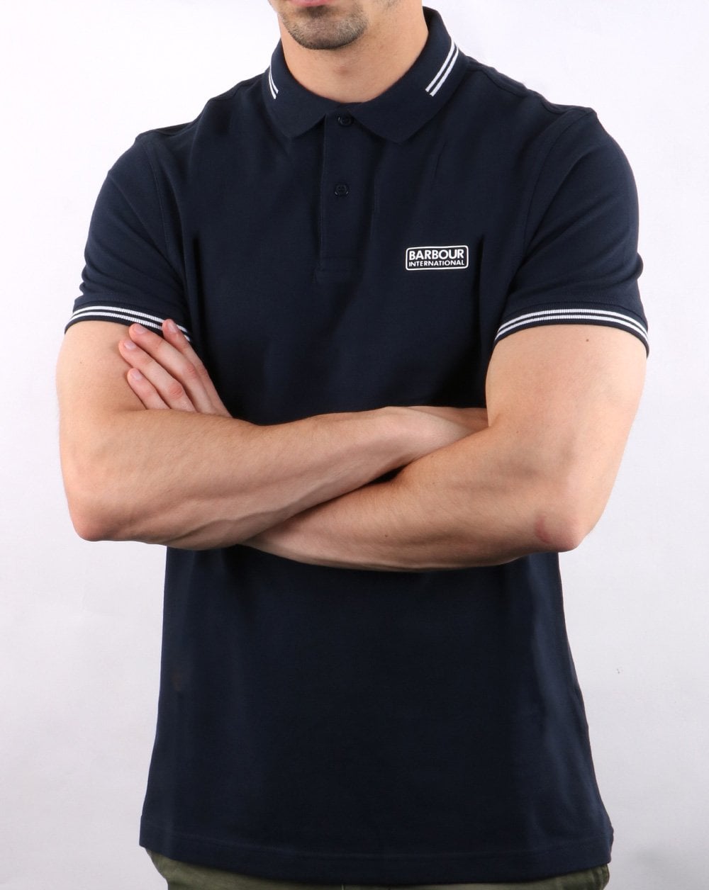 Barbour Tipped Polo Navy/White
