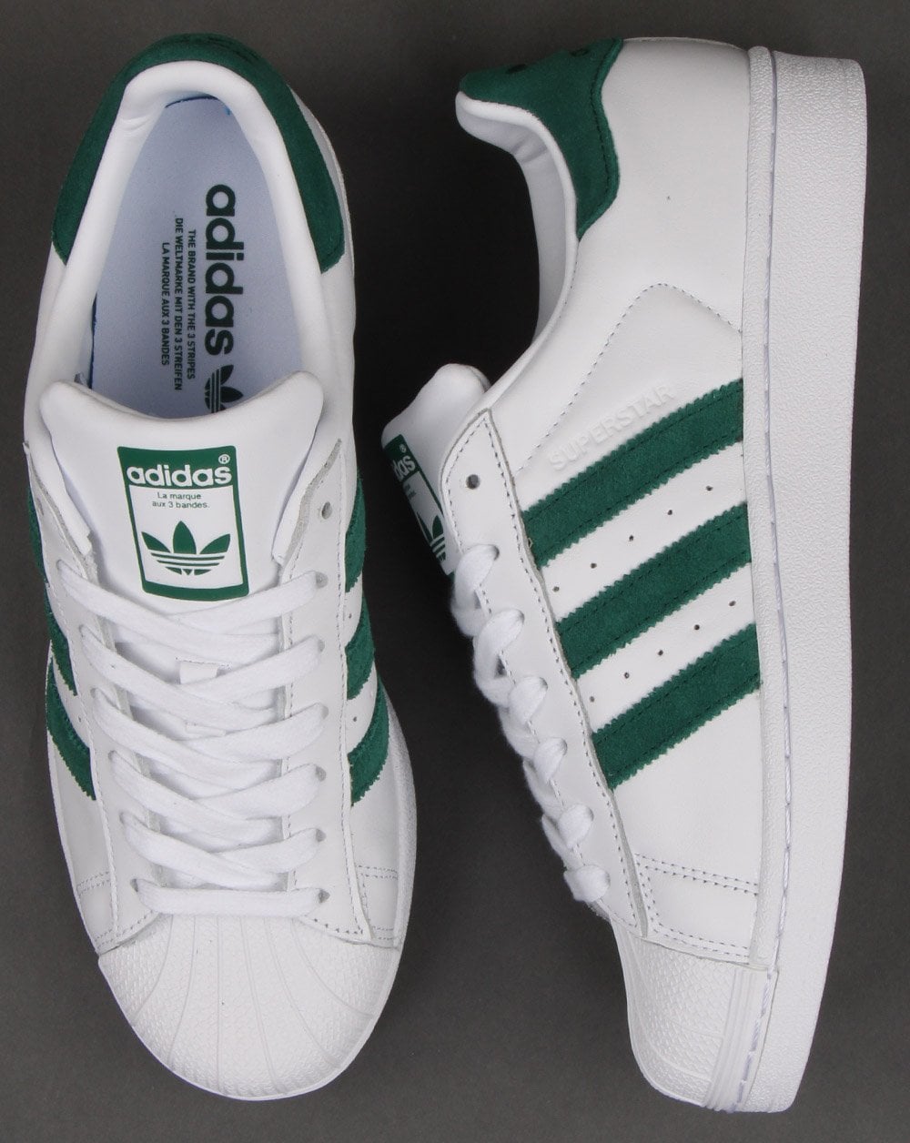 Adidas Superstar Trainers White/Green