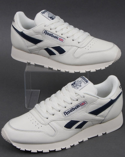 Reebok Classic Leather Trainers Vintage White/Navy