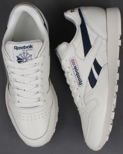 Reebok Classic Leather Trainers Vintage White/Navy