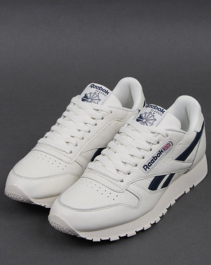 Reebok Classic Leather Trainers Vintage White/Navy