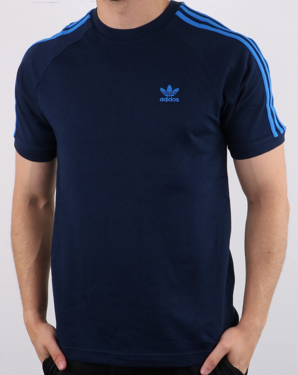 Adidas Originals 3 Stripe T Shirt Collegiate Navy