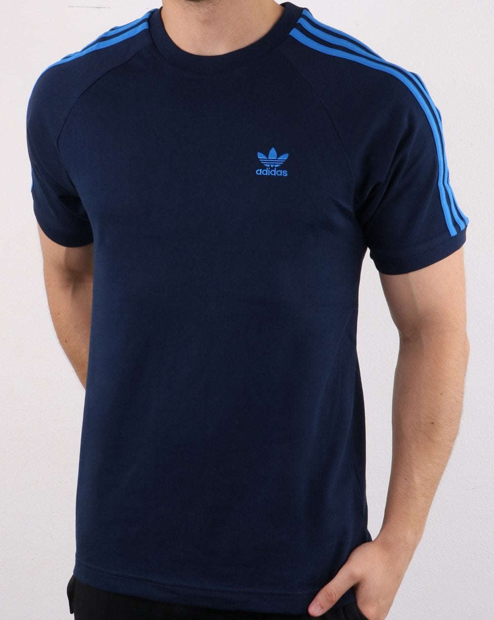 Adidas Originals 3 Stripe T Shirt Collegiate Navy