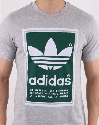 Adidas Originals Filled Label T Shirt Med Grey Heather/green