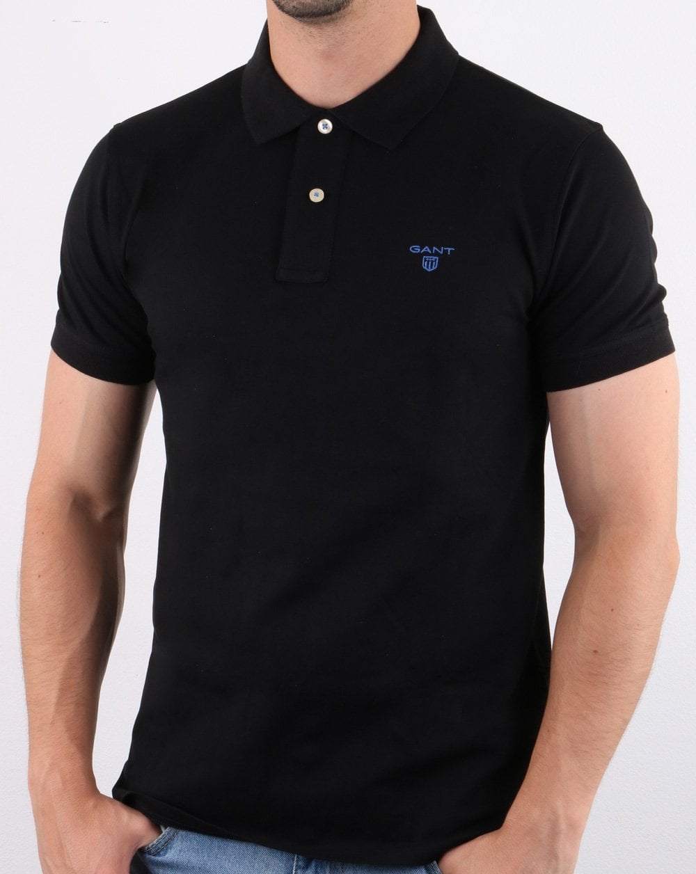 Gant Contrast Collar Polo Shirt Black