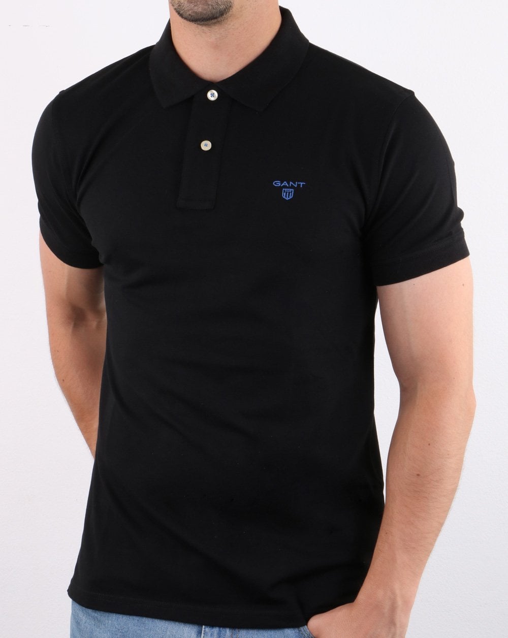Gant Contrast Collar Polo Shirt Black