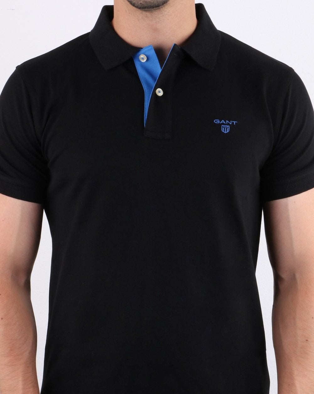 Gant Contrast Collar Polo Shirt Black