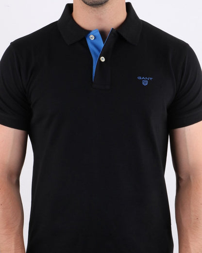 Gant Contrast Collar Polo Shirt Black