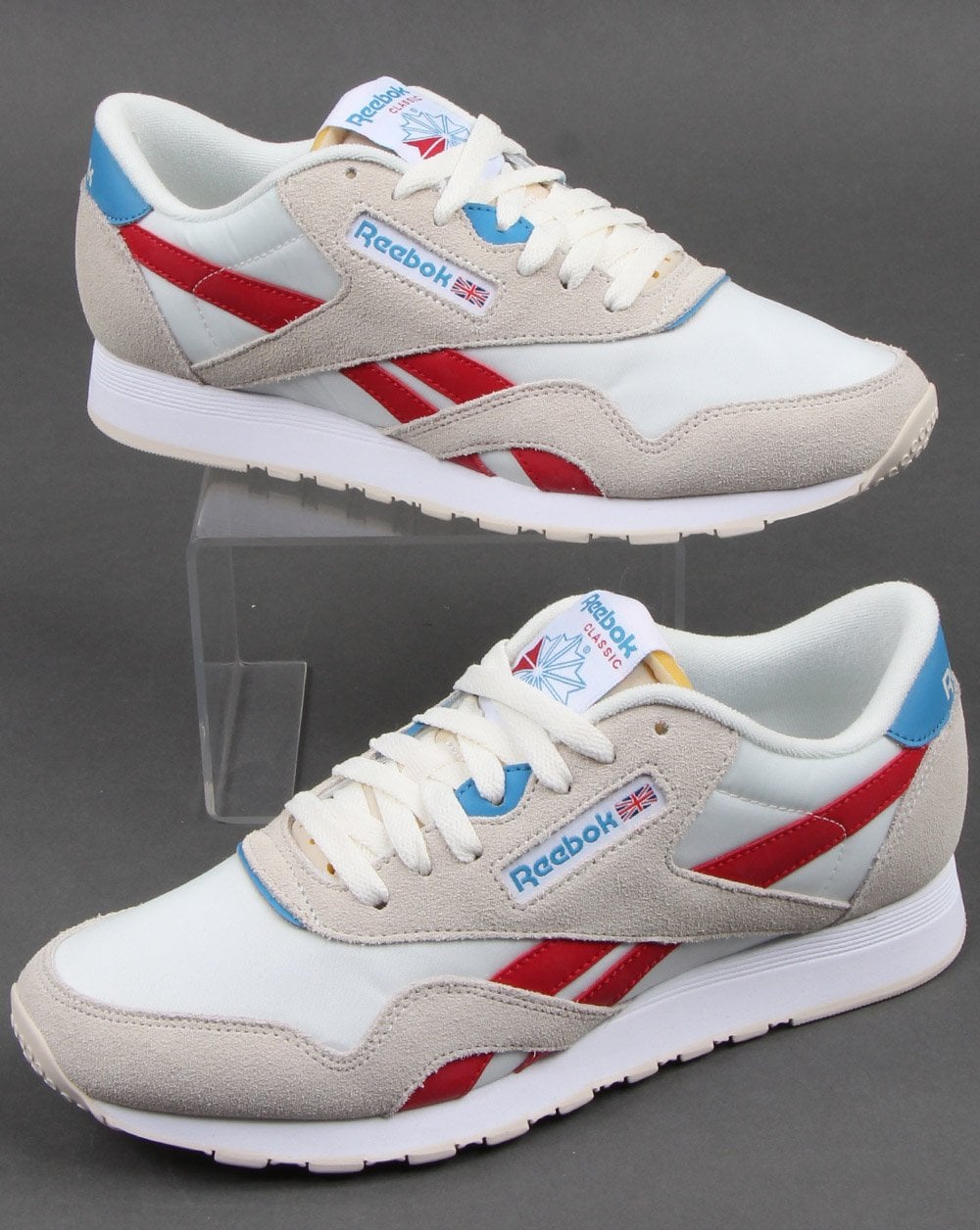 Reebok Classic Nylon Trainers Chalk/Scarlet/Cyan