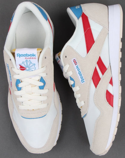 Reebok Classic Nylon Trainers Chalk/Scarlet/Cyan