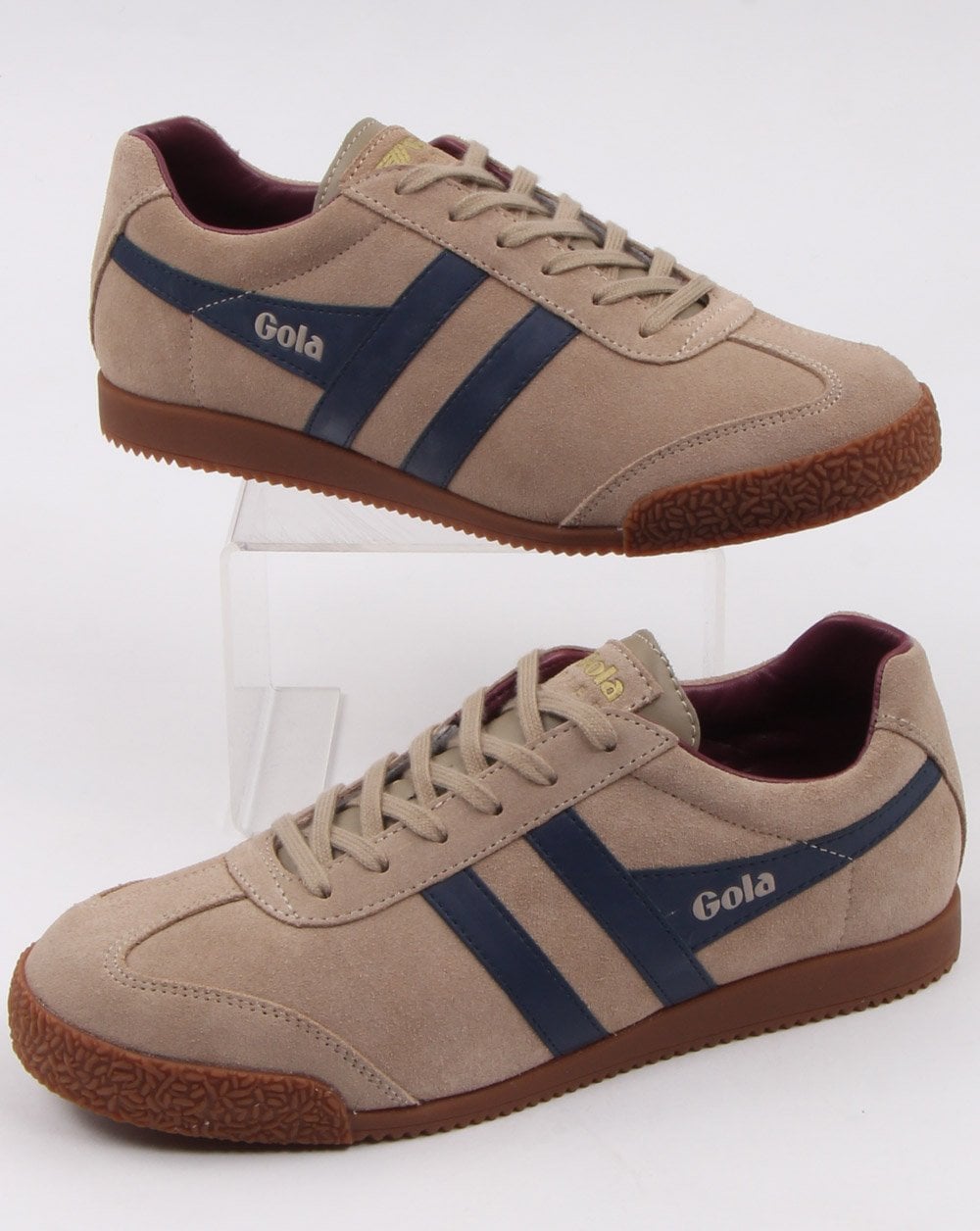 Gola Harrier Suede Trainer Stone/Navy
