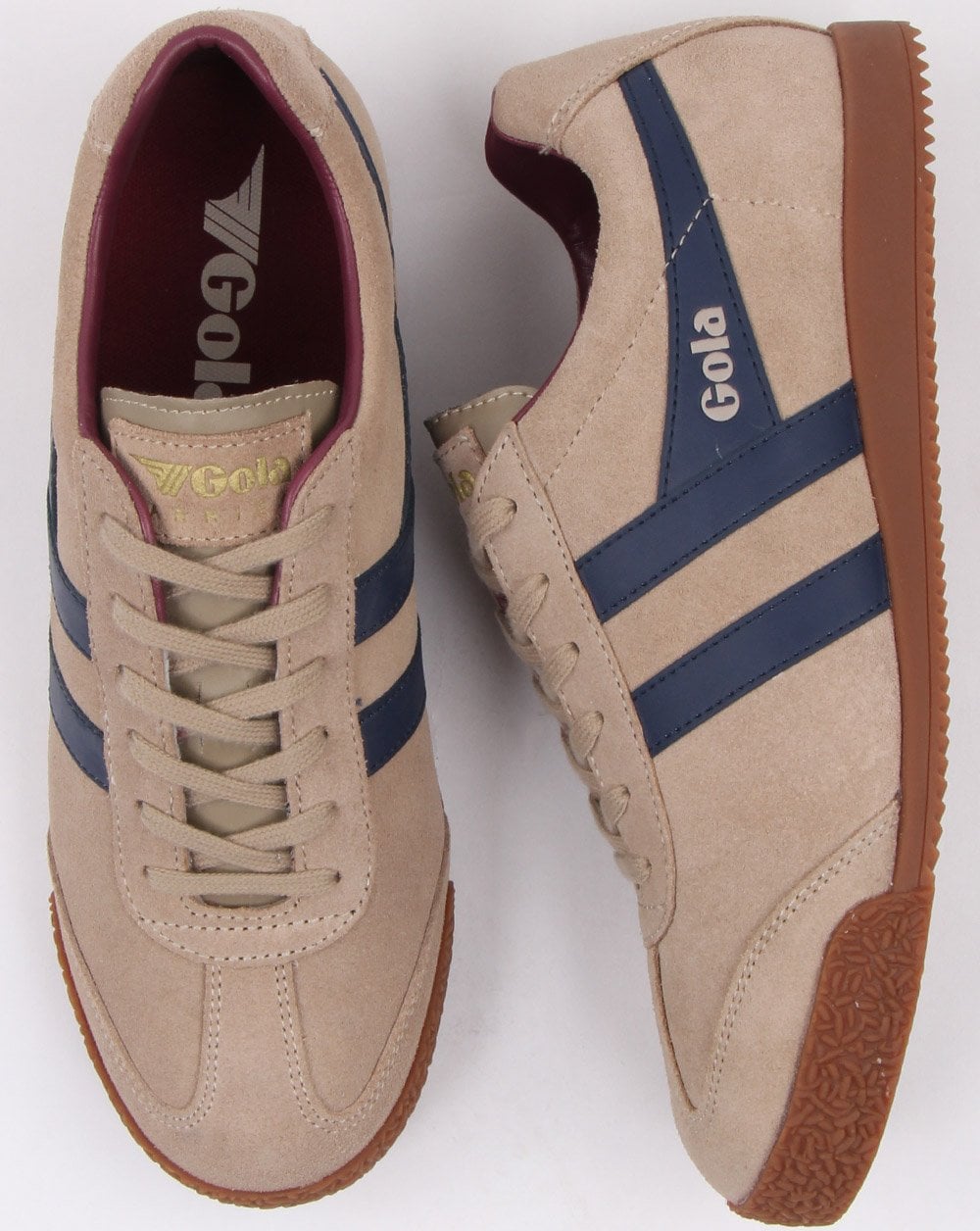 Gola Harrier Suede Trainer Stone/Navy