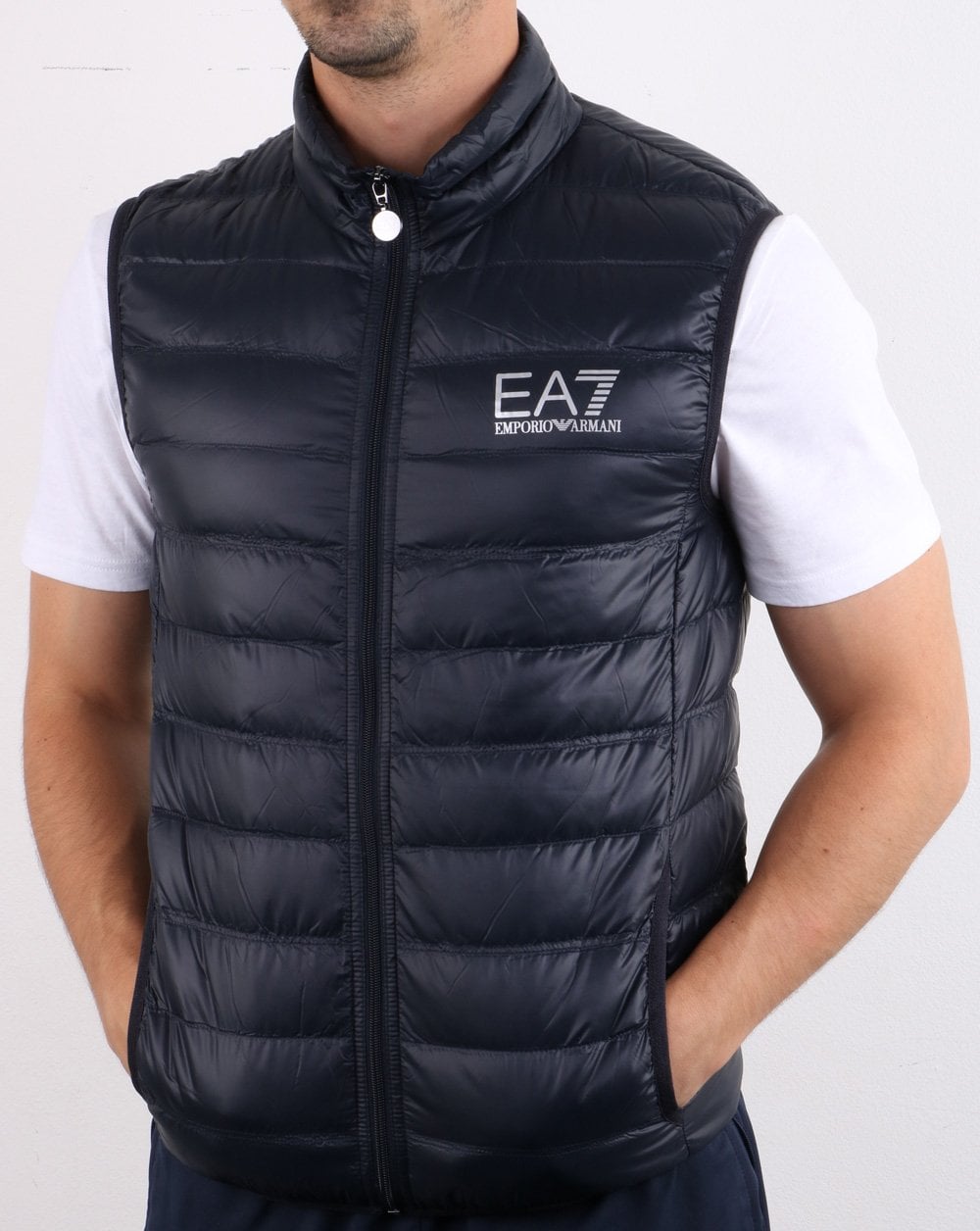 Emporio Armani EA7 Core Logo Zip Down Vest Night Blue
