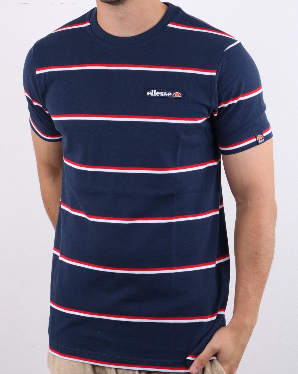 Ellesse Twin Stripe T Shirt Navy
