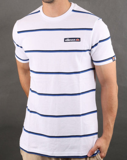 Ellesse Twin Stripe T Shirt White - Blue