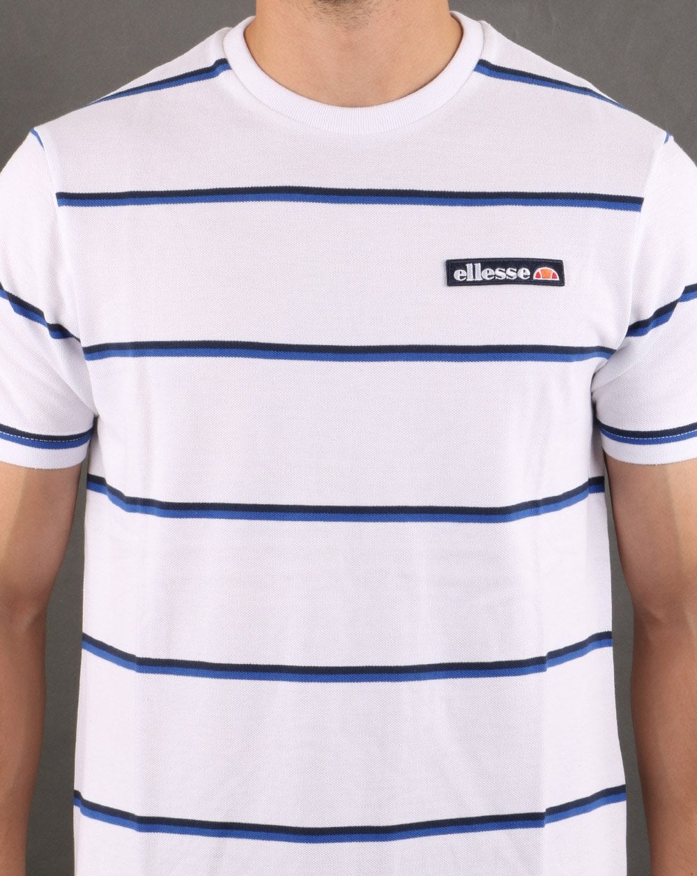 Ellesse Twin Stripe T Shirt White - Blue