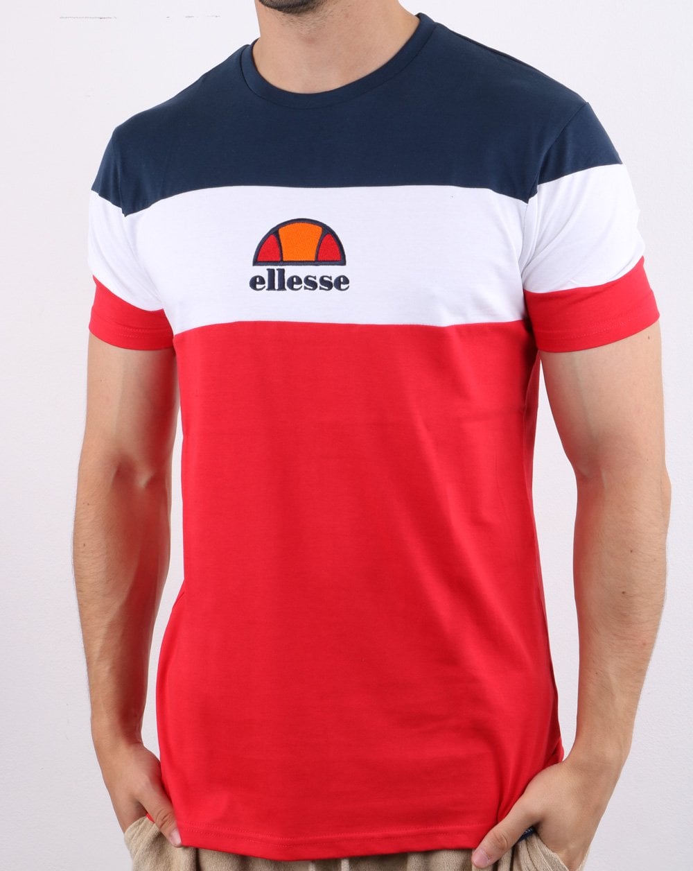Ellesse Block T Shirt Red/white/navy