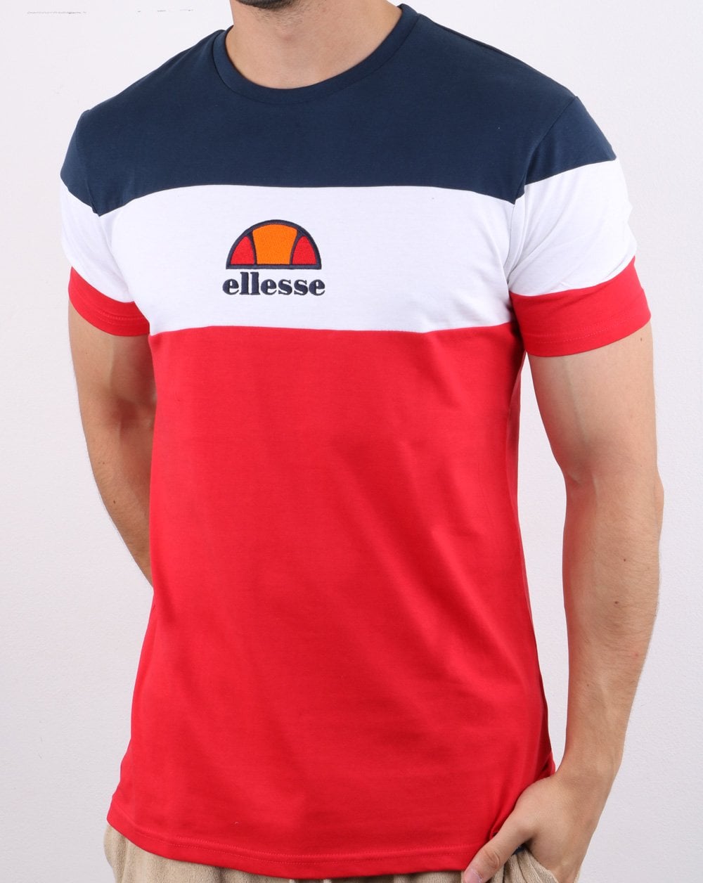 Ellesse Block T Shirt Red/white/navy