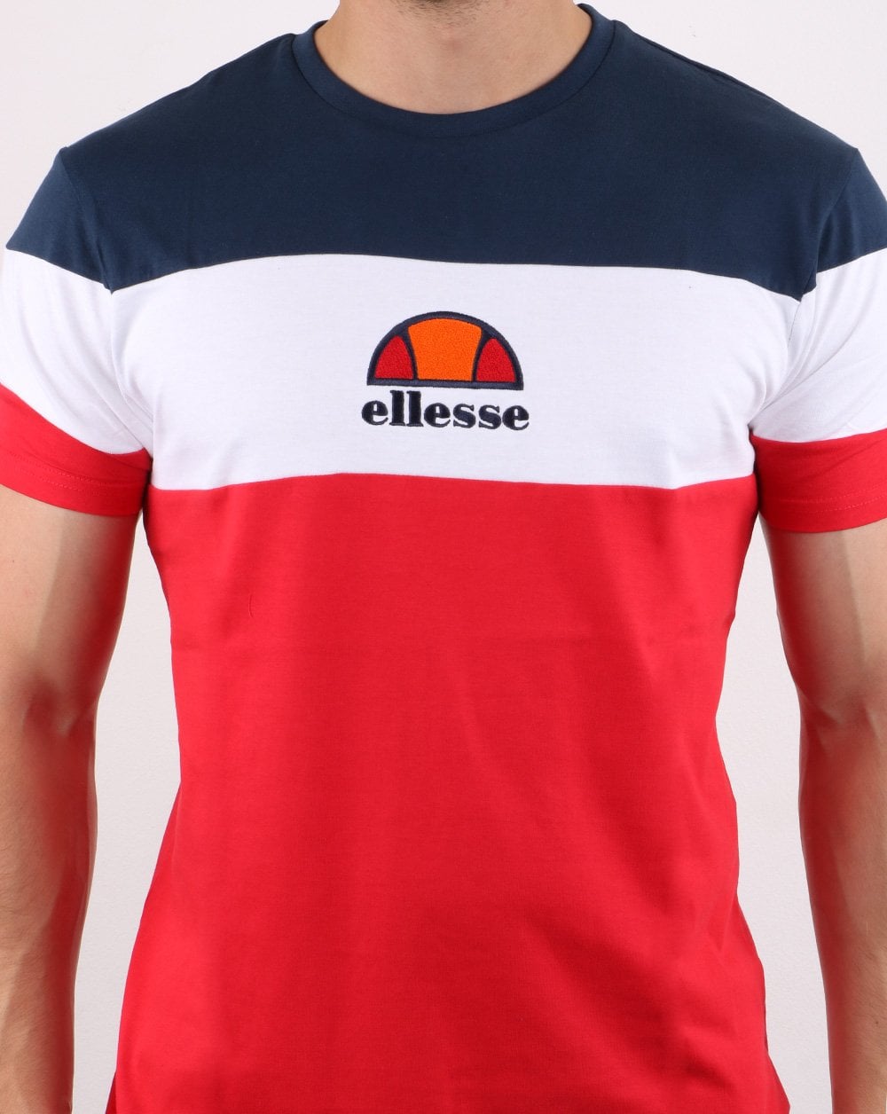 Ellesse Block T Shirt Red/white/navy