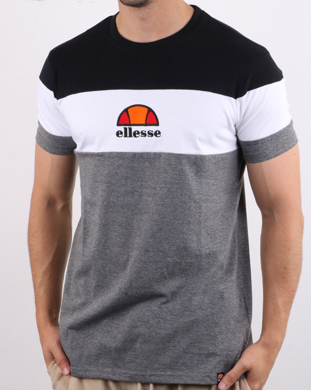 Ellesse Block T Shirt Grey/white/black
