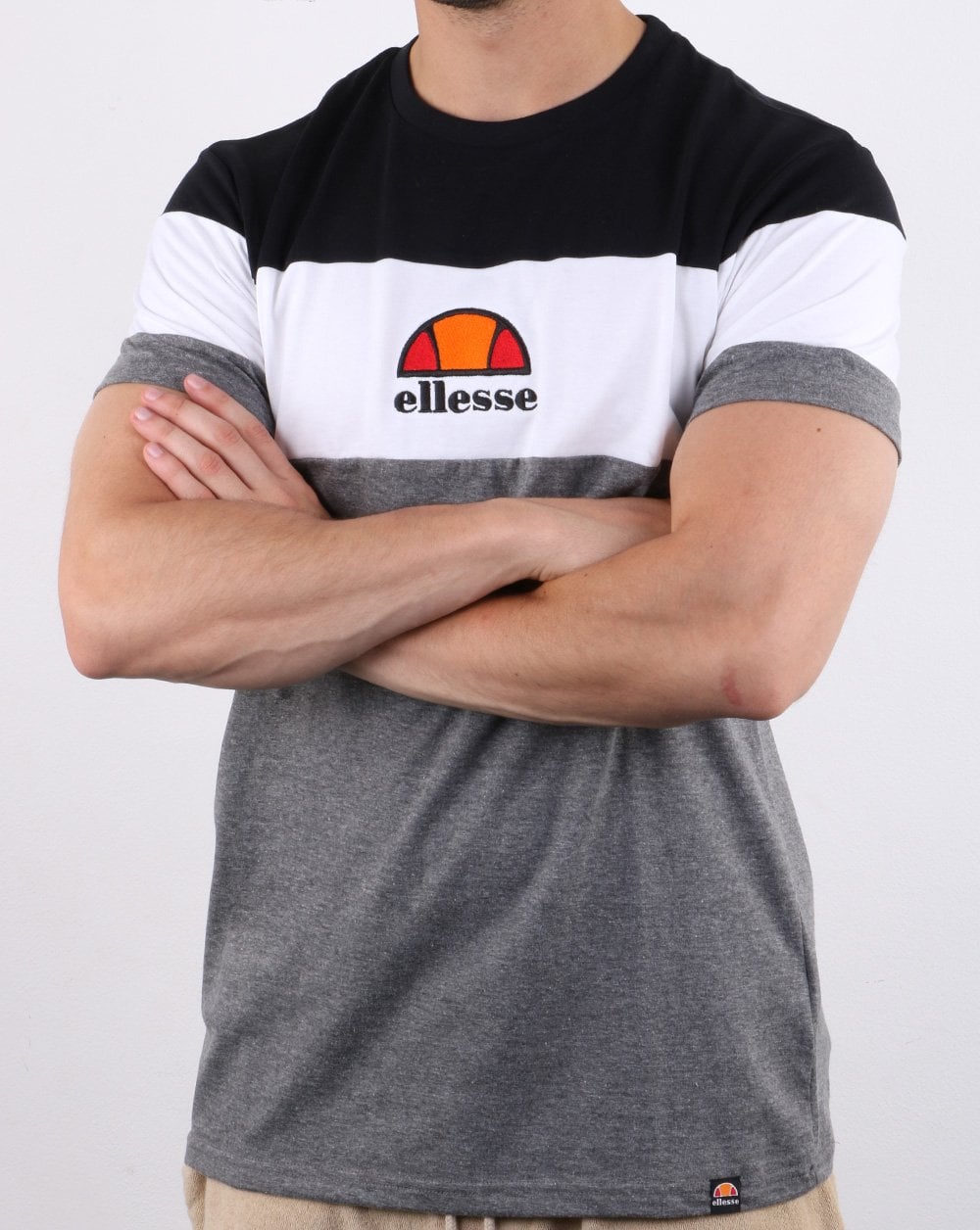 Ellesse Block T Shirt Grey/white/black