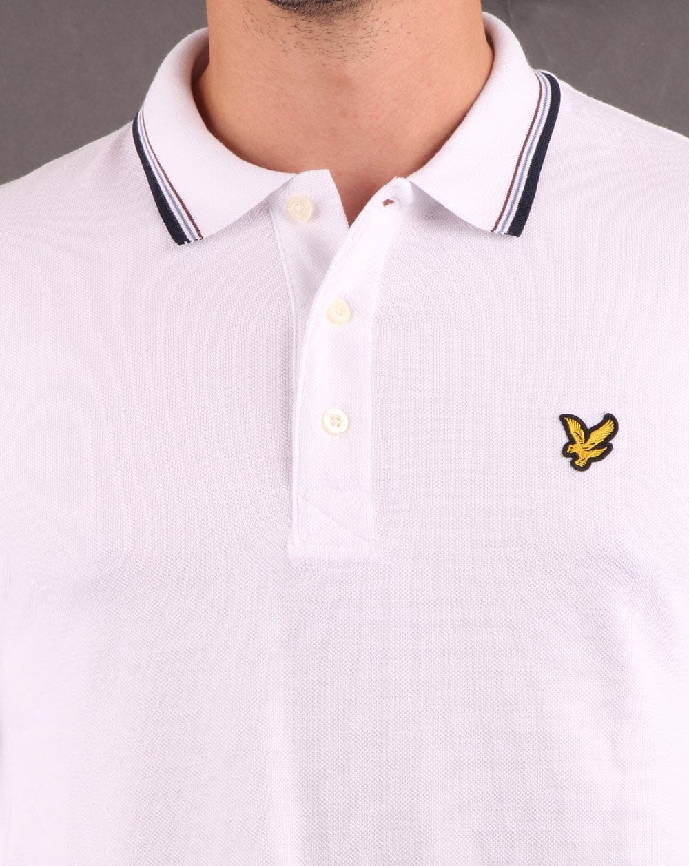 Lyle And Scott Long Sleeve Tipped Polo Shirt White/Navy
