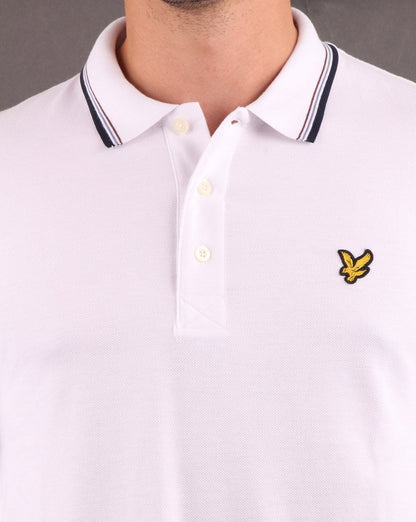 Lyle And Scott Long Sleeve Tipped Polo Shirt White/Navy