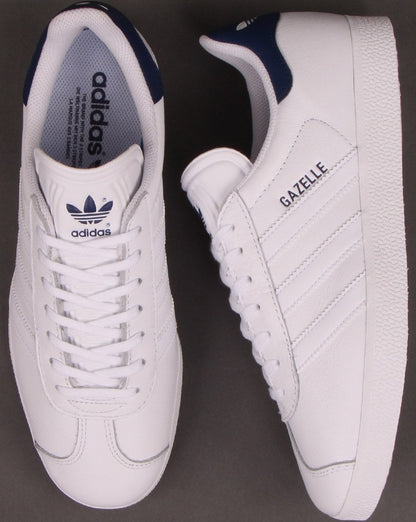 Adidas Gazelle Leather Trainers White/Navy