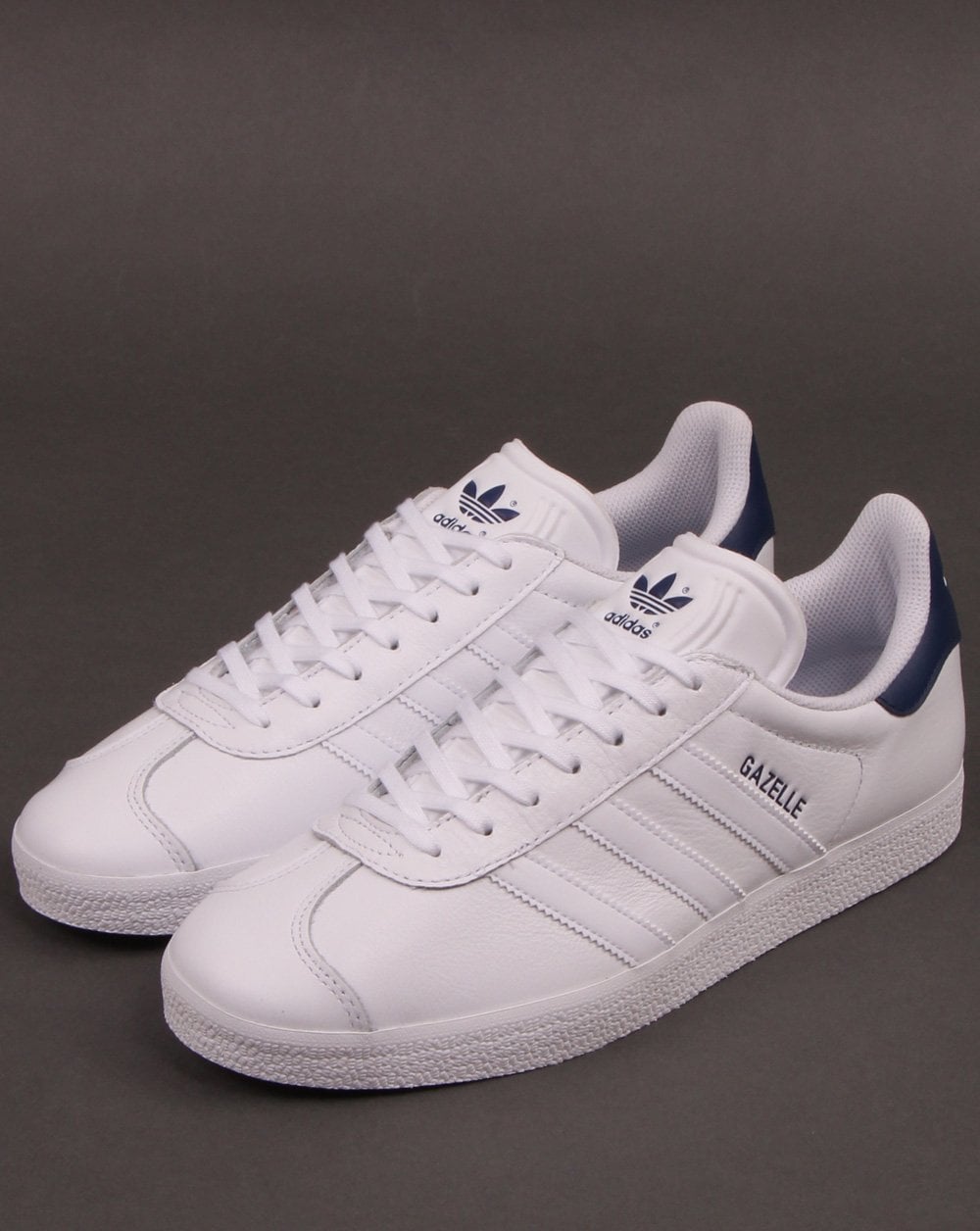 Adidas Gazelle Leather Trainers White/Navy
