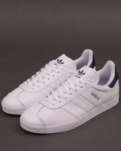 Adidas Gazelle Leather Trainers White/Navy
