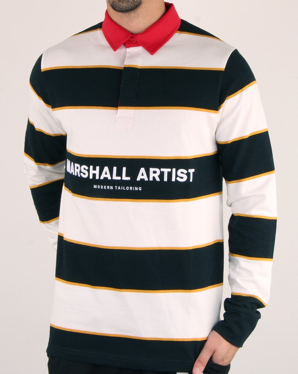 Marshall Artist Hoop Rugby Shirt Navy/white