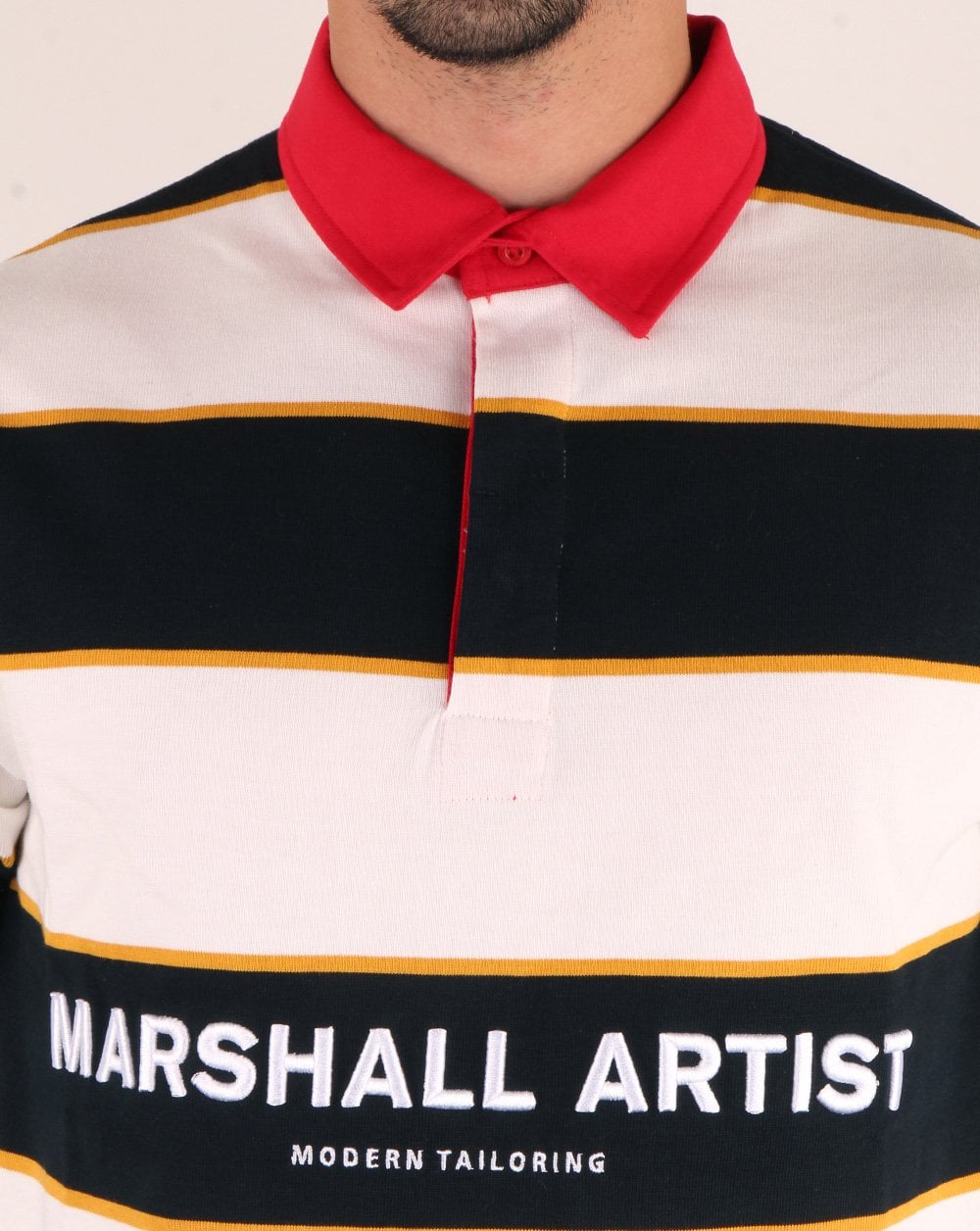 Marshall Artist Hoop Rugby Shirt Navy/white