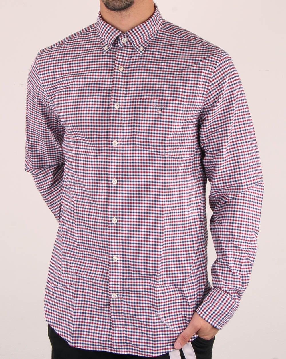 Gant Oxford Gingham Shirt Mahogany Red