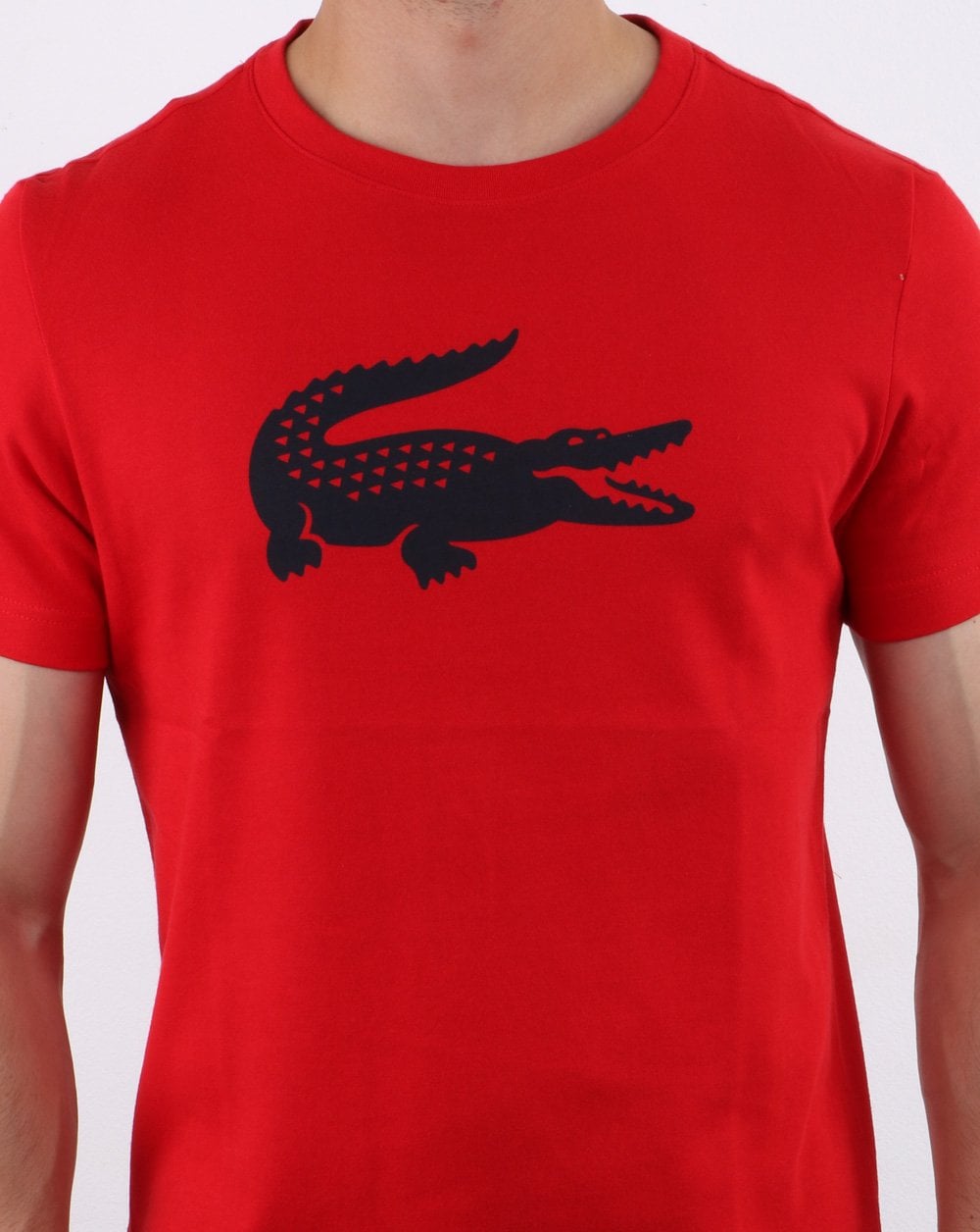 Lacoste Croc Print T Shirt Red/navy