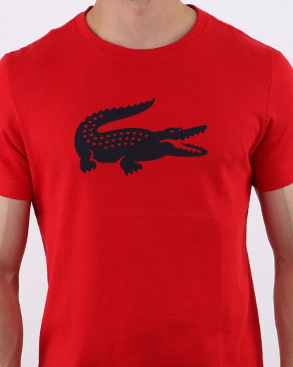 Lacoste Croc Print T Shirt Red/navy