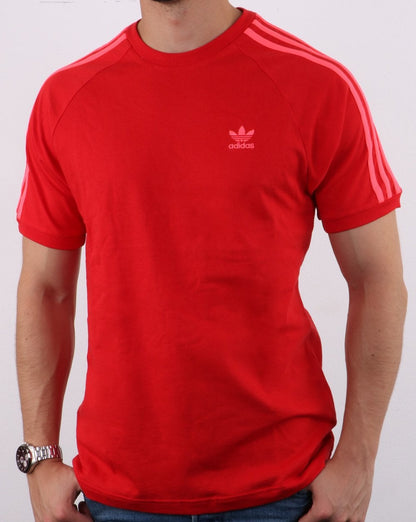 Adidas Originals 3 Stripe T Shirt Scarlet Red