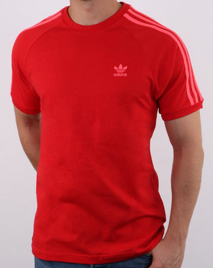 Adidas Originals 3 Stripe T Shirt Scarlet Red