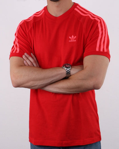 Adidas Originals 3 Stripe T Shirt Scarlet Red