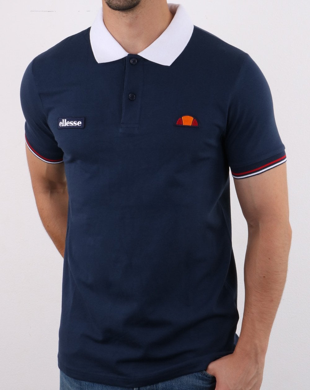 Ellesse Contrast Polo Shirt Navy-White