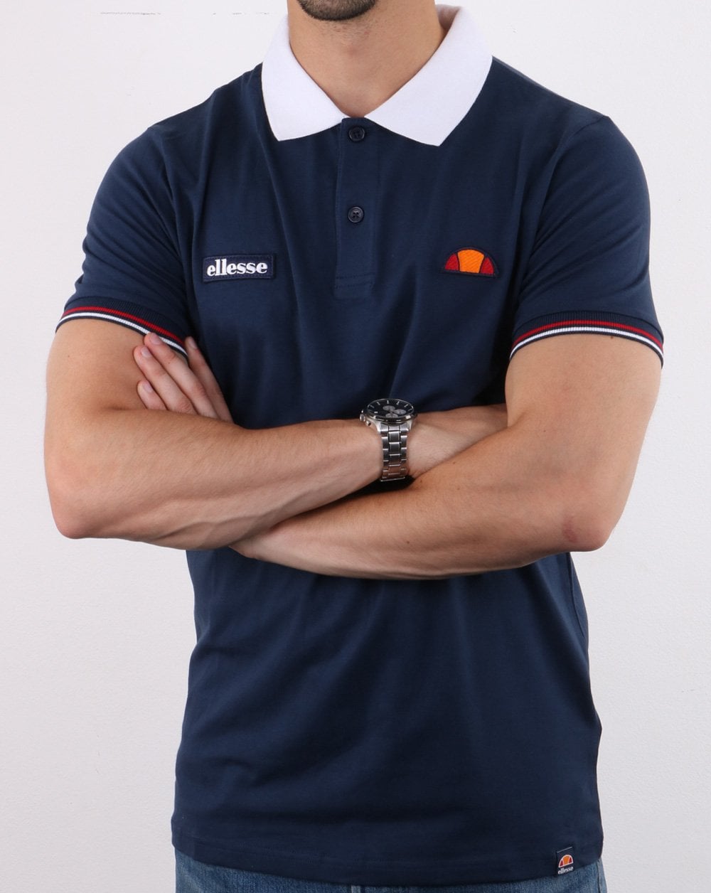 Ellesse Contrast Polo Shirt Navy-White