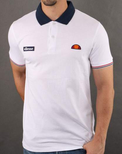 Ellesse Contrast Polo Shirt White-Navy