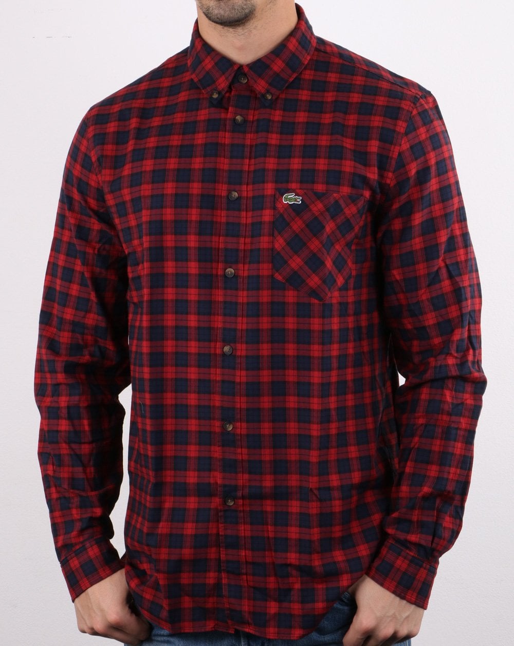 Lacoste Check Shirt Navy/Red