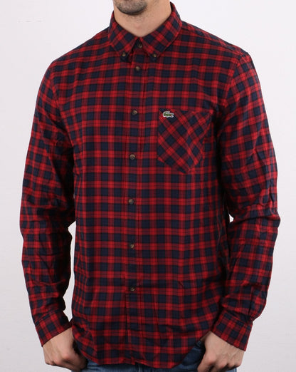 Lacoste Check Shirt Navy/Red