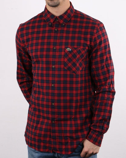 Lacoste Check Shirt Navy/Red