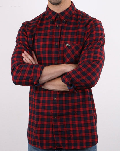 Lacoste Check Shirt Navy/Red