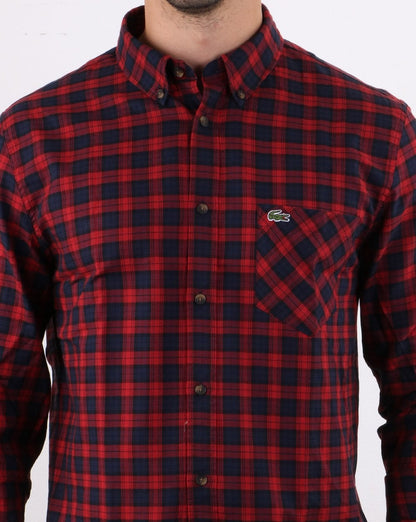 Lacoste Check Shirt Navy/Red